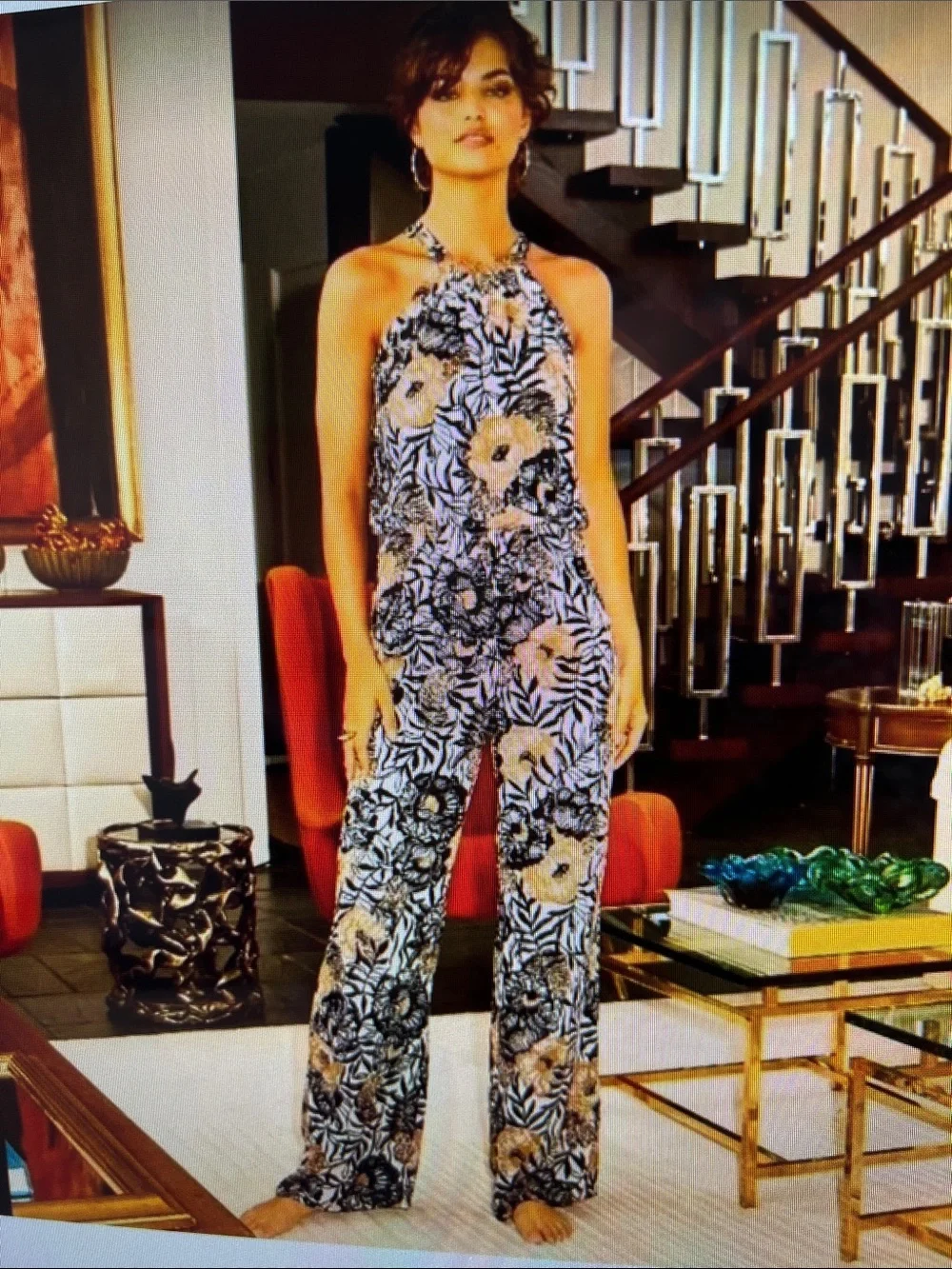 Lilly Pulitzer size M Julien Halter Jumpsuit in Onyx Peony Party - Picture 1 of 4